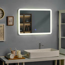 LED Wall-mounted Bathroom Rounded Arc Corner Mirror with Touch by DirectDeals