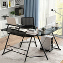 L Shaped Computer Desk Home Office Workstation with Movable Monitor Stand-Black by LJGDeals