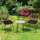 3 Pieces Rattan Furniture Set with Cushioned Chair Table by LJGDeals