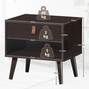 Nightstand Bedroom Table with Drawer Storage Shelf-Brown by DirectDeals