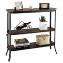 3-Tier Steel Frame Entryway Sofa Console Table for Hallway and Living Room-Rustic Brown by LJGDeals