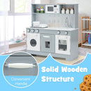Pretend Play Kitchen Wooden Toy Set for Kids with Realistic Light and Sound by LJGDeals