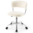 Computer Desk Chair Adjustable Sherpa Office Chair Swivel Vanity Chair by LJGDeals