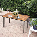 55 Inch Patio Acacia Dining Table with Umbrella Hole by LJGDeals