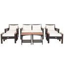 7 Pieces Patio Rattan Cushioned Conversation Furniture Set by LJGDeals