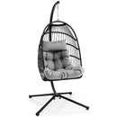 Patio Hanging Egg Chair with Stand Waterproof Cover and Folding Basket-Gray by LJGDeals