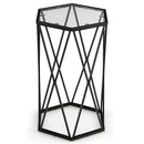 Hexagonal Accent End Table with Tempered Glass Top and Metal Frame by LJGDeals