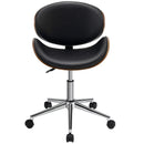 Adjustable Leather Office Chair Swivel Bentwood Desk Chair with Curved Seat-Black by LJGDeals