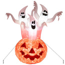 6 Feet Inflatable Halloween Ghosts with Pumpkin Decor and Rotating Lamp by LJGDeals