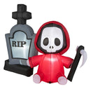 5 Feet Inflatable Halloween Ghost Holding Sickle and Tombstone Yard Decor by LJGDeals
