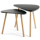 Set of 2 Modern Nesting Coffee Tables Triangular Tabletop Bamboo Legs by LJGDeals