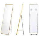 Full Length Wall Mounted Body Mirror with Free Standing Stand-Golden by LJGDeals