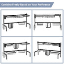 2 Tier Adjustable Over Sink Dish Drying Rack with 8 Hooks by LJGDeals