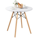 Round Modern Dining Table with Solid Wooden Leg-White by LJGDeals