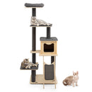 5-Tier Modern Wood Cat Tower with Washable Cushions-Gray by LJGDeals
