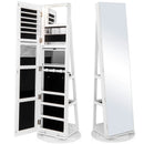 360° Rotating Mirrored Jewelry Cabinet Armoire 3 Color LED Modes Lockable by LJGDeals