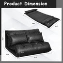 Foldable PU Leather Leisure Floor Sofa Bed with 2 Pillows-Black by LJGDeals