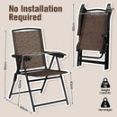 4 Pieces Folding Dining Chairs with Smooth Armrests and Sling Back by LJGDeals