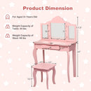 Kids Makeup Dressing Mirror Vanity Table Stool Set by LJGDeals