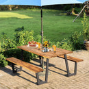 Patented 70 Inch Dining Table Set with Seats and Umbrella Hole by LJGDeals