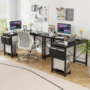 Modern Reversible Computer Desk with Storage Pocket and CPU Stand for Working Writing Gaming-Dark Gray by LJGDeals