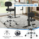 Swivel Drafting Chair with Retractable Mid Back and Adjustable Foot Ring-Black by LJGDeals