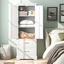 62 Inch Freestanding Bathroom Cabinet with Adjustable Shelves and 2 Drawers-White by LJGDeals