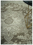 Beige and Brown Traditional Turkish Wool Area Rug - Hand Knotted