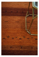 Custom Made geometrical Stripes Design Rust and Brown Hand loom wool Area Rug
