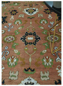 Peach, Blue and Green Traditional Oushak hand knotted 8x10 wool area rug by The Rug Decor
