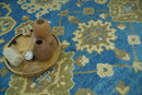 Antique design 8x10 Blue and Olive Traditional Oriental Oushak wool area rug by The Rug Decor