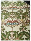 Hand Knotted Ivory and Green Floral Traditional Antique Style Wool Area Rug by The Rug Decor