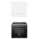 Akicon 36" Stainless Steel Range Hood with 600 CFM Insert & 6-Burner Gas Range Combo – Powerful Ventilation, Convection Oven, Multiple Finishes