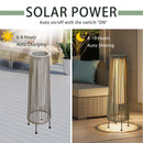 2 Piece Solar Powered Lantern Wicker Solar Patio Lamp Grey by JHY DESIGN