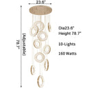10 Lights - Hanging LED crystal lamp for staircase, lobby, living space, stairwell