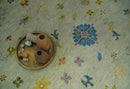 Beige and Blue Hand Knotted 8x10 Traditional Floral wool area rug by The Rug Decor