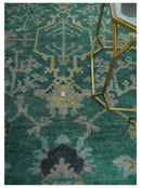 Hand Knotted 8x10 Green and Gray Traditional Turkish Antique Style Wool Area Rug by The Rug Decor