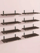 Wood Wall Shelves 15.8” with Metal Brackets – Rustic Floating Shelves | 5/8 Pack by 2Dropme