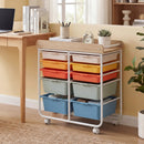 10-Drawer Rolling Cart with Wooden Tabletop and Lockable Wheels for Office by LJGDeals