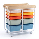 10-Drawer Rolling Cart with Wooden Tabletop and Lockable Wheels for Office by LJGDeals