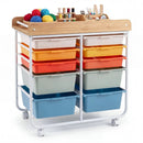 10-Drawer Rolling Cart with Wooden Tabletop and Lockable Wheels for Office by LJGDeals