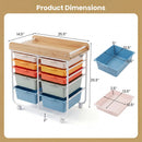10-Drawer Rolling Cart with Wooden Tabletop and Lockable Wheels for Office by LJGDeals