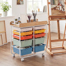 10-Drawer Rolling Cart with Wooden Tabletop and Lockable Wheels for Office by LJGDeals