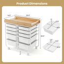10-Drawer Rolling Cart with Wooden Tabletop and Lockable Wheels for Office by LJGDeals
