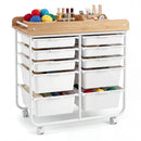 10-Drawer Rolling Cart with Wooden Tabletop and Lockable Wheels for Office by LJGDeals