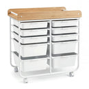 10-Drawer Rolling Cart with Wooden Tabletop and Lockable Wheels for Office by LJGDeals