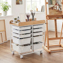 10-Drawer Rolling Cart with Wooden Tabletop and Lockable Wheels for Office by LJGDeals