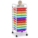 10 Drawer Rolling Storage Cart Organizer with 4 Universal Casters-Macaron Multicolor by DirectDeals