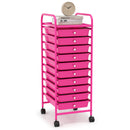 10 Drawer Rolling Storage Cart Organizer with 4 Universal Casters-Macaron Multicolor by DirectDeals