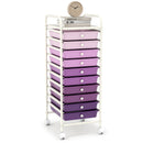 10 Drawer Rolling Storage Cart Organizer with 4 Universal Casters-Macaron Multicolor by DirectDeals